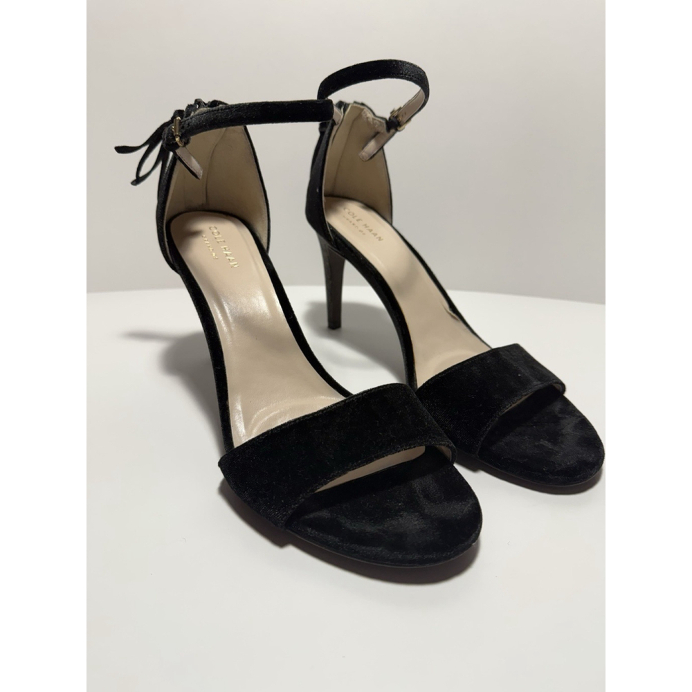 Cole Haan Women's Black Velvet Glitter Heels Clara Grand Pumps Size 9.5 Chic